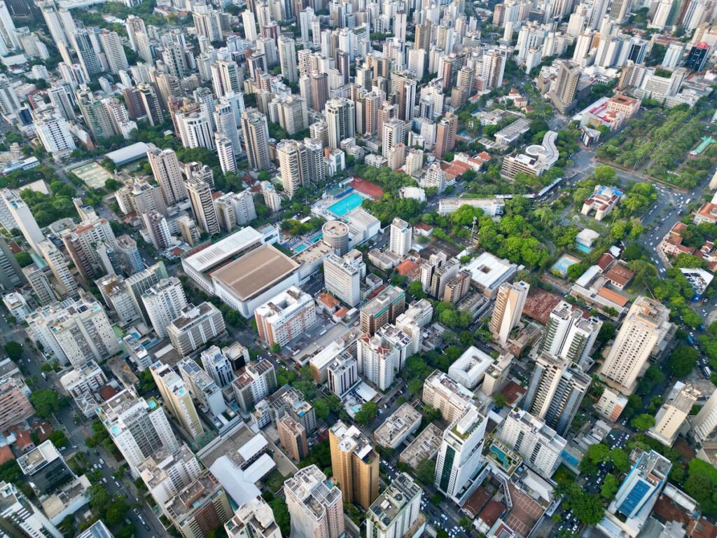 vista aérea da região em que está localizada a rodoviária de Belo Horizonte.